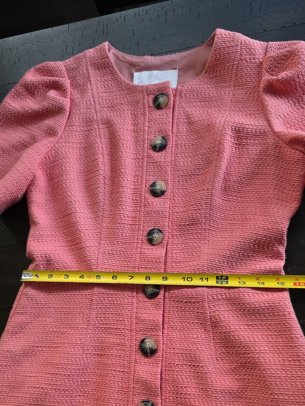 Gal Meets Glam Kathleen Coral Boucle Textured Button-Front A-line Dress Sz 8 - Picture 13 of 14